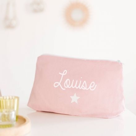 Trousse de toilette en lin rose