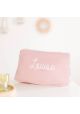 Trousse de toilette personnalisée en lin rose