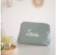 Trousse de toilette personnalisée en lin menthe