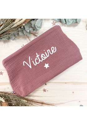 Trousse personnalisée en lin vieux rose