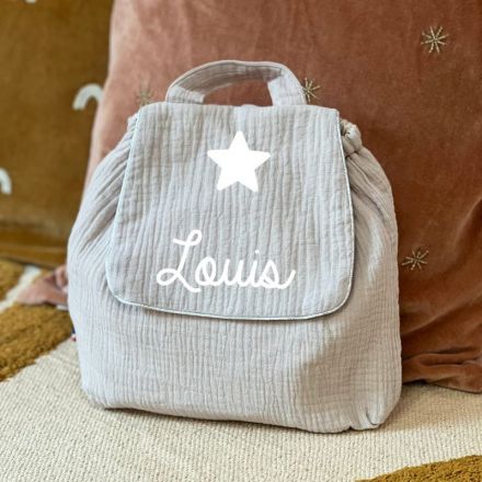 Sac à dos enfant et bébé double gaze de coton beige