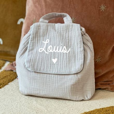 Sac à dos enfant et bébé double gaze de coton beige