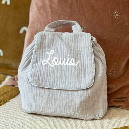 Sac à dos enfant et bébé en double gaze de coton beige