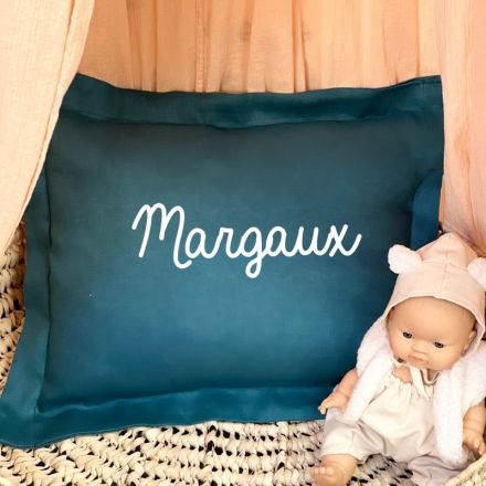 Coussin bébé personnalisable bleu canard