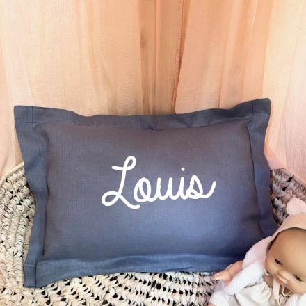 Coussin bébé personnalisable bleu