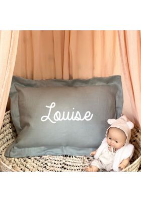 Coussin Personnalisé Bébé Naissance Bleu - Avec Prénom, Date, Poids Et Taille - Cadeau Naissance Original