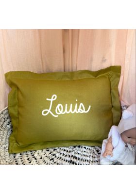 Coussin bébé personnalisable moutarde