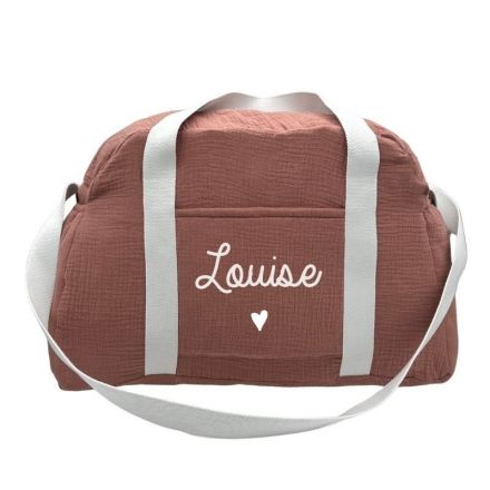 Sac à tarte écru , motifs verts et rose | Atelier W Sac à tarte écru , motifs verts et rose | Atelier W