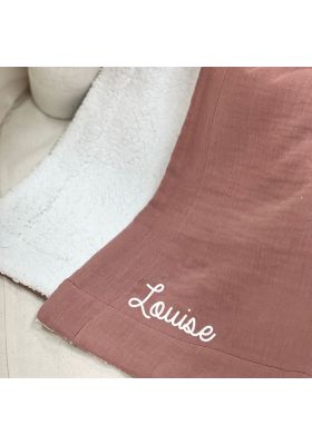 Couverture de naissance personnalisée vieux rose