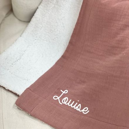 Couverture de naissance personnalisée vieux rose