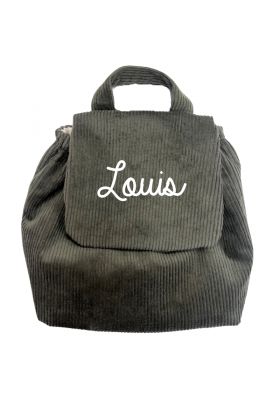 SAC À DOS VELOURS CÔTELÉ KAKI PERSONNALISABLE SANS MOTIF