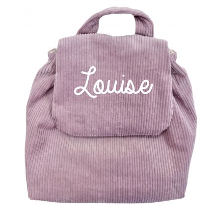 SAC À DOS VELOURS CÔTELÉ LILA PERSONNALISABLE SANS MOTIF