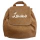 SAC À DOS VELOURS CÔTELÉ MARRON CLAIR PERSONNALISABLE SANS MOTIF