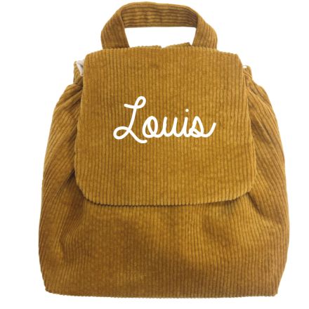 SAC À DOS VELOURS CÔTELÉ MOUTARDE PERSONNALISABLE SANS MOTIF