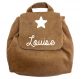 SAC À DOS VELOURS CÔTELÉ MARRON CLAIR PERSONNALISABLE GRANDE ÉTOILE