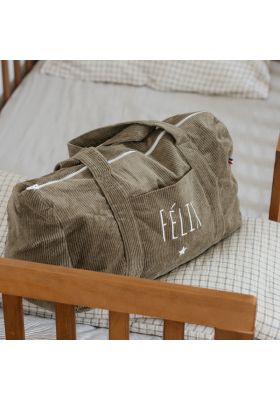 Sac week-end velours kaki
