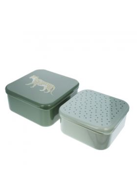 Lot de 2 boîtes à goûter léopard