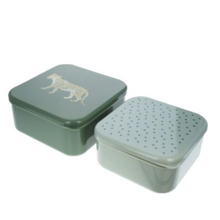 Lot de 2 boîtes à goûter léopard