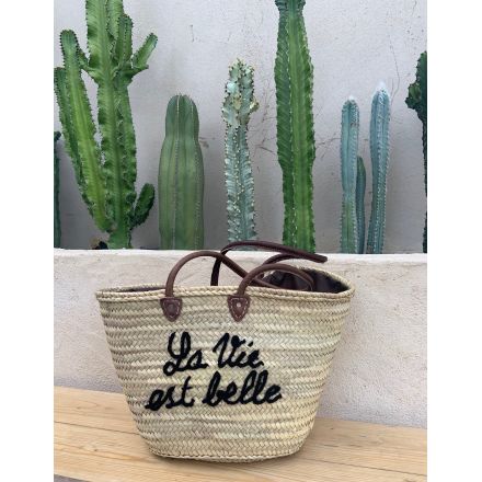 Panier de plage à paillettes dorées