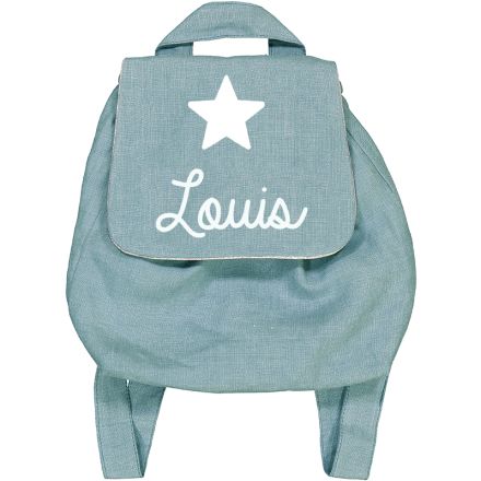 Sac à dos enfant et bébé gris bleuté personnalisé